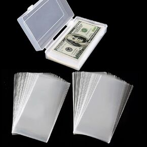 Ettonsun 200 Pcs Dollar Bill Sleeves Currency Sleeves Currency Holder for Bills,Clear Dollar Bill Protector Paper Money Sleeves Holder for Cash Bank Notes Slab Holder for Collectors(Thickened: 0.08mm)