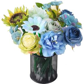 Flower Pens:Leery Mixed Blue Rose Ballpoint Pens,16 Pieces Valentine's Day Plush Rose Pens for Birthday Party Wedding Mother Girlfriend Wife Office Supplies