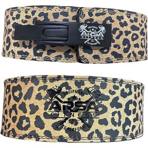 Weightlifting Adjustable Buckle Belt for Men & Women Real Cow Hide Leather for Powerlifting Back Support Workout Deadlifts Squats 10MM Thickness 4" Width - Cheetah Print