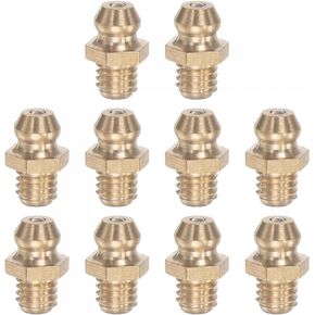 uxcell Brass Straight Grease Fitting Assortment M6 x 1mm Thread Hydraulic Grease Fitting Accessories, 10Pcs