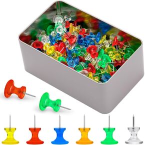 Push Pins Tacks, 200Pcs Push Pins for Bulletin Board, Thumb Tacks Steel Point and Plastic Head Push Pins for Wall Hangings Cork Board Office Decorative with Storage Box in Kuwait