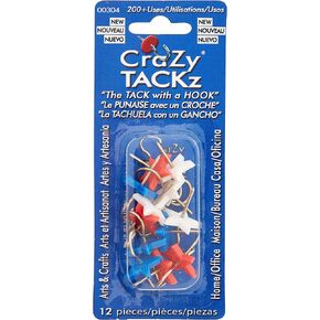 Stars Red, White & Blue 3pk=36 Tacks New Invention - 2 in 1: Push pins & Hook - Hang 100's of Items & Interior or Exterior Decor at Home School Office DIY for Party or Holiday (Stars 3pk)
