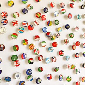 National Flag Thumb Tacks Country Map Push Pins (287 Pieces) - for Bulletin Board, Wooden map, Office, calendars