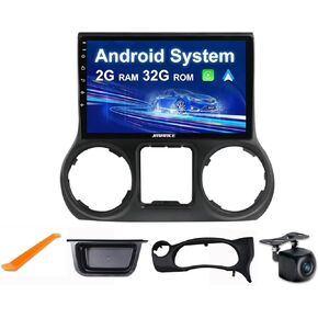 Double Din Radio for Jeep Wrangler JK 10.1 inch CarPlay Android Auto in-Dash Navigation GPS Multimedia Player (2+64GB Stereo for Jeep Wrangler 2011-2014)