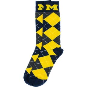 NCAA Michigan Wolverines Argyle Dress Socks, Grey
