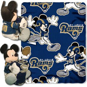 Officially Licensed NFL Co-Branded Mickey Mouse "Hugger and Fleece Throw" Blanket Set, Multi Color, 40" x 50"