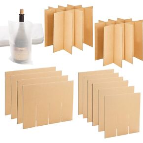 4 Packs Packing Boxes for Moving Dishes and Glasses, Wine Glassware Moving Cardboard Dividers for Boxes Supplies 20 Glass Cell Corrugate Divider with 48 Foam Pouches Fits for 16 x 12 x 12 Inch Box