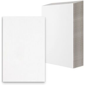Golden State Art, 50 Pack 5x7 One-side White Corrugated Cardboard Sheets, Flat Cardboard Inserts Layer Pads for Mailing, Packaging or Art Crafts photo backing (1/8" Thick)