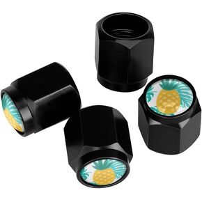 Pastel Blue Pink Tie Dye Tire Valve Stem Caps, Aluminum Black Stem Tire Valve Caps Universal Stem Covers for Cars, SUVs, Trucks, Bikes, Motorcycles, Bicycles (4 Pack)