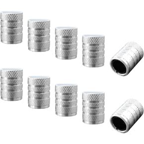 10 PCS Car Tire Valve Stem Caps, Anodized Aluminum Wheel Stem Covers, Corrosion Resistant Car Tire Air Caps, Vehicle Exterior Accessories for Car, Truck, Motorcycle, Bike (Silver)