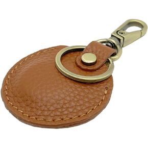 Genuine Leather Airtag Holder Keychain,Full Coverage Air Tgas Protective Case Cover,Portable Airtag Protector with Key Ring