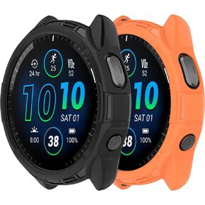 Case CoverCompatible with Garmin Forerunner 965 Case Soft TPU Anti-Scratch Bezel Bumper Frame Coverage Protective Shell for Garmin Forerunner 965 Watch Case Accessories(Black&ArmyGreen)