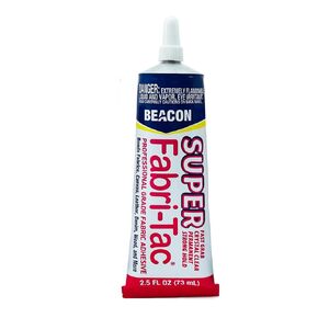 BEACON Super Fabri-Tac - New Industrial Grade Fabric Adhesive - Fast Grab, Quick Drying, Permanent & Crystal Clear - Suitable for Fabrics, Wood, Glass & More, 2.5-Ounce