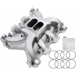 A-Premium Engine Aluminum Dual Plane Mid-Rise Intake Manifold W/Seals & Bolts fits GM LS1 LS2 LS6 Port Head Heads - Compatible with Cadillac CTS & Chevy Camaro 98-02, Corvette 97-07, 8Cyl 5.7L 6.0L