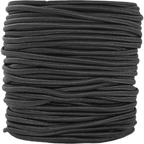 Mandala Crafts Tent Tent Pole Shock Cord 1/8 بوصة أسود سلك مرن سميك 3 مم - 55 ياردة DIY حبل دائري قابل للتمدد - حبل مطاطي شديد التحمل من كاياك