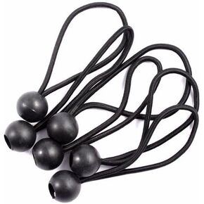 Wideskall® Heavy Duty 6" inch Ball Bungee Cord Tarp Canopy Tie Down Strap, Black (Pack of 6)