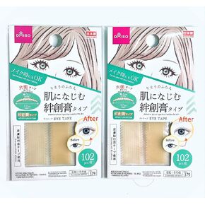 DAISO JAPAN， Double Folded Eyelid Tape | 1０2 pcs | Adhesive Plaster Style (Set of 2)