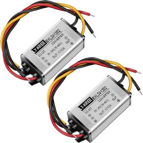 DC Buck Converter 24V to 12V 2A 24W Power Buck Converter Voltage Transformer Waterproof Regulator Reducer Module Power Supply Adapter for Auto Vehicle Boat, Accept DC15-40V Inputs (2 Pieces)