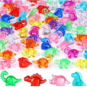 120-130 Pcs Multicolored Acrylic Gems Mini Dinosaur Figures Dinosaur Charms for Jewelry Making Vase Fillers Table Scatters Crystals Party Favor Table Vase Centerpiece Fish Tank Decorations