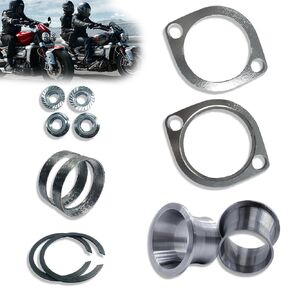 Gasket & Torque Cones & Chrome Flange Kit with Nuts and Washers Compatible for Touring Dyna Softail Sportster Evolution Big Twin Evolution and Twin Cam Models 1986-UP