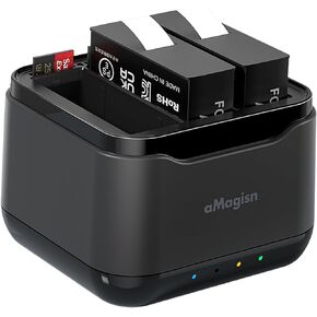360 Ace Series Batteries(2 Packs 1800mAh) with Fast Charge Hub for Insta360 Ace Pro/Ace,Fast Portable 3 Channel Battery Charging Storage Station with Misro SD Card Accessories Slots