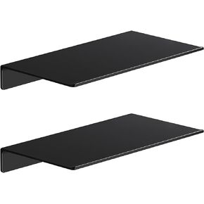 Danpoo Small Floating Shelves for Wall Storage, Mini Display Shelves for Collectibles, Metal Wall Shelves for Bathroom/Living Room/Kitchen/Bedroom(Black, 8")