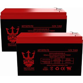 12V 7AH Neptune Replacement for Power Sonic Sealed Lead Acid (SLA) Battery for GP1272 F2 GP 1272 28W - 2 Pack FedEx 2 Day Delivery Service