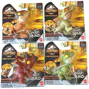 JurassicWorld 2021 Camp Cretaceous Snap Squad Bundle Set (Carnotaurus, Spinosaurus, Triceratops, Velociraptor) - Target Exclusive
