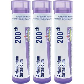 Boiron Antimonium Tartaricum 200ck Homeopathic Medicine for Cough - Pack of 3 (240 Pellets)