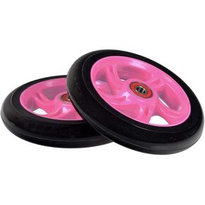 AlveyTech 125 mm Wheels for the Razor A3 Kick Scooter, Black Wheel Pink 5-Spoke Hub (Set of 2)
