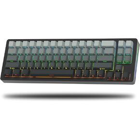SK71 75% Gaming Keyboard Aluminum Alloy Shell Wireless Mechanical Keyboard, Hot-swappable Keyboard Gasket Mounted w/Pre-lubed Switches, Bluetooth/2.4G/Wired, Shine Through Black Keycaps