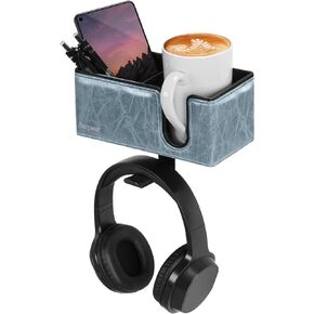 Desk Cup Holder Clip on Pen Holder Headphone Hanger Headset Stand Rotatable Clamp Hook Under Desk (Black)