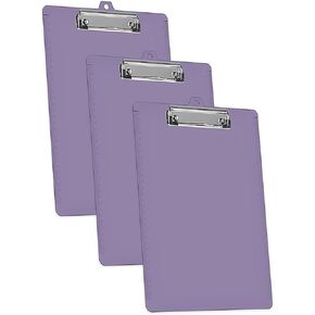 Acrimet Clipboard Letter Size A4 (13 3/8" x 9 7/16") Low Profile Clip with Side Rulers (Plastic) (Purple Color) (3 Pack)
