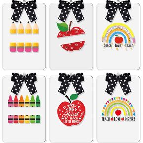 6 Pcs DIY Teacher Clipboards with Low Profile Clip and Polka Dot Ribbon 12.5 x 9 Inch Teachers Apple Acrylic Clipboards Teacher Appreciation Gift for Back to School Classroom Decor