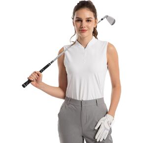 FitsT4 قمصان جولف نسائية رياضية خفيفة الوزن بدون أكمام للتنس سريعة الجفاف، قمصان بسحاب للتمرين in Kuwait