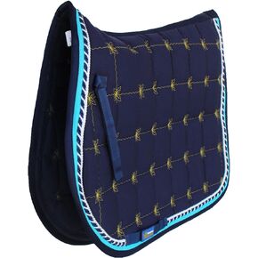 Challenger Horse Cotton Quilted Embroidered English Saddle Pad Navy 72F13