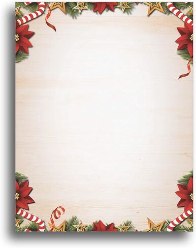 ورق قرطاسية عيد الميلاد من Candy Cans وPoinsettias وPine - 80 ورقة من ورق رأسية للعطلات - 8.5 بوصة × 11 بوصة - للطابعات النافثة للحبر/الليزر in Kuwait