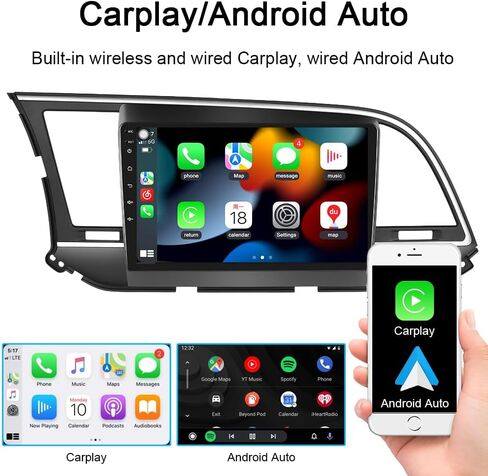 for 2016 2017 2018 Hyundai Elantra Radio Android 13 with CarPlay Android Auto 9" Touch Screen Car Stereo with Bluetooth GPS Navigation Head Unit FM&RDS DSP SWC Backup Camera (2GB RAM+32GB ROM) in Saudi Arabia