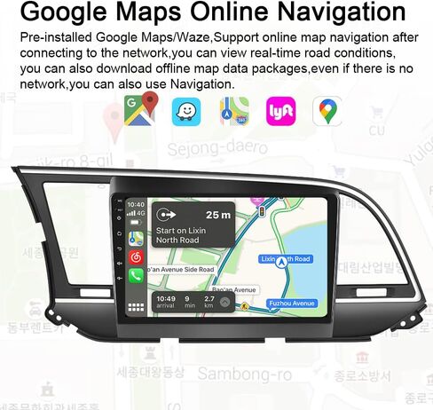 for 2016 2017 2018 Hyundai Elantra Radio Android 13 with CarPlay Android Auto 9" Touch Screen Car Stereo with Bluetooth GPS Navigation Head Unit FM&RDS DSP SWC Backup Camera (2GB RAM+32GB ROM) in Saudi Arabia