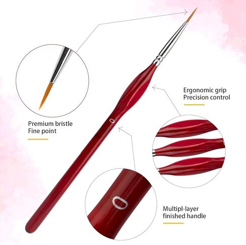 Yoseng 10 قطع فرشاة طلاء دقيقة التفاصيل مجموعة فرش رسم مصغرة مجموعة فرش دهانات صغيرة للأكريليك والألوان المائية والزيت والوجه والأظافر ورسم نموذج مقياس ورسم الخط (أحمر) in Kuwait