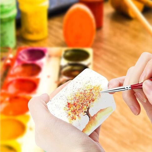 Yoseng 10 قطع فرشاة طلاء دقيقة التفاصيل مجموعة فرش رسم مصغرة مجموعة فرش دهانات صغيرة للأكريليك والألوان المائية والزيت والوجه والأظافر ورسم نموذج مقياس ورسم الخط (أحمر) in Kuwait