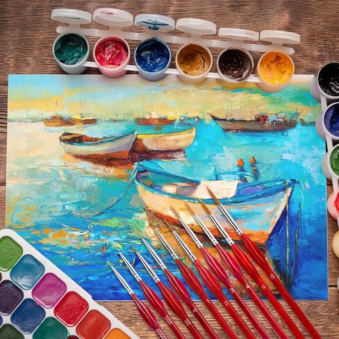 Yoseng 10 قطع فرشاة طلاء دقيقة التفاصيل مجموعة فرش رسم مصغرة مجموعة فرش دهانات صغيرة للأكريليك والألوان المائية والزيت والوجه والأظافر ورسم نموذج مقياس ورسم الخط (أحمر) in Kuwait