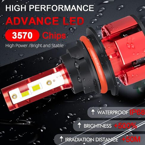 مناسب (2005-2012) لمصابيح PATHFINDER LED الأمامية، 9007/HB5 شعاع مزدوج عالي منخفض + H11/H8/H16 مصابيح الضباب LED الأمامية 500% سطوع 38000LM 6500K أبيض بارد 4 قطع in Kuwait