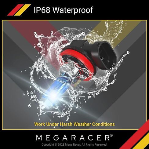 مجموعة مصابيح الهالوجين الأمامية Mega Racer H11 9005 - أبيض فائق 5000 ك 12 فولت 100 وات، شعاع عالي ومنخفض، ترقية استبدال المصابيح الأمامية للسيارات، زينون، 4 عبوات in Kuwait