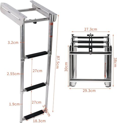Amarine Made 3 Step Boat Ladder with Screws Stainless Steel Telescoping Ladder, Slide Under Platform Mount Boarding Ladder in Saudi Arabia