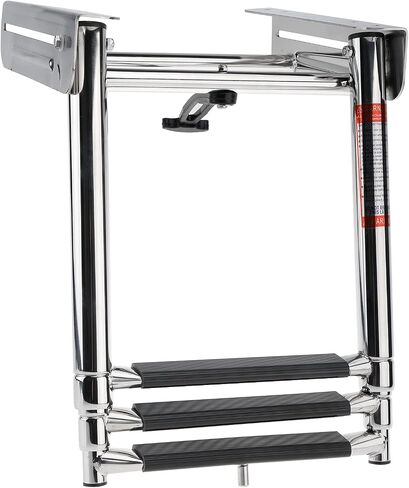 Amarine Made 3 Step Boat Ladder with Screws Stainless Steel Telescoping Ladder, Slide Under Platform Mount Boarding Ladder in Saudi Arabia