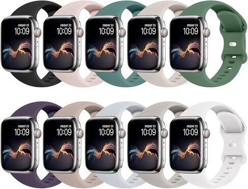 10 عبوات من الأربطة الرياضية المتوافقة مع أساور ساعة Apple 38 مم 40 مم 41 مم 42 مم 44 مم 45 مم 49 مم للنساء والرجال، حزام سيليكون ناعم مقاوم للماء لساعة iWatch Apple Watch Series 9 Ultra 8 7 6 5 4 3 2 1 SE in Kuwait