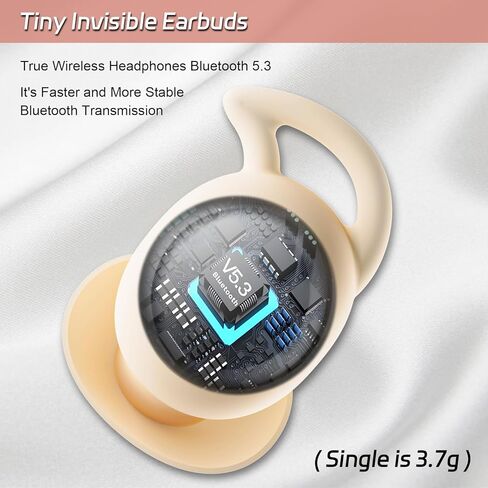 سماعات أذن للنوم من بارسون للنوم الجانبي، سماعات بلوتوث لاسلكية صغيرة غير مرئية 5.3 مايكرو بخاصية إلغاء الضوضاء أثناء النوم، سماعات أذن مخفية للأذنين الصغيرة أثناء النوم والعمل والتمرين (وردي) in Kuwait