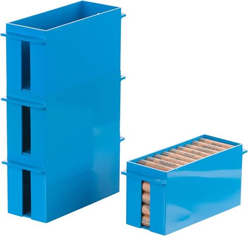 BankSupplies Nickel Large Capacity Coin Storage Box | Blue | 100 Dollar Capacity | Coin Organizer | High Capacity Coin Box | Stackable Rolled Nickel Holder in Saudi Arabia