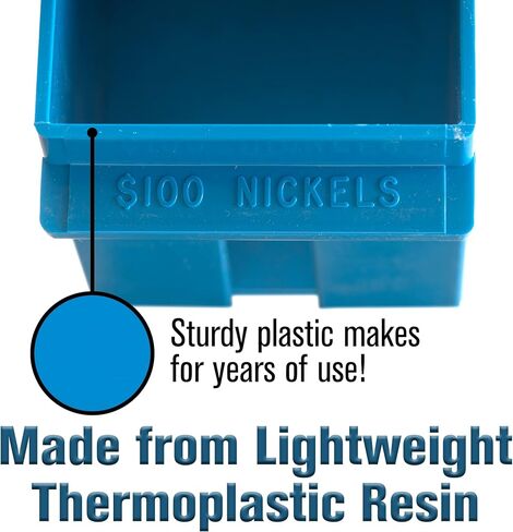 BankSupplies Nickel Large Capacity Coin Storage Box | Blue | 100 Dollar Capacity | Coin Organizer | High Capacity Coin Box | Stackable Rolled Nickel Holder in Saudi Arabia